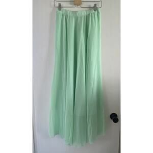 Mint Green Flowy Maxi Skirt Size Medium Elastic Waist NWOT Chiffon High Waisted